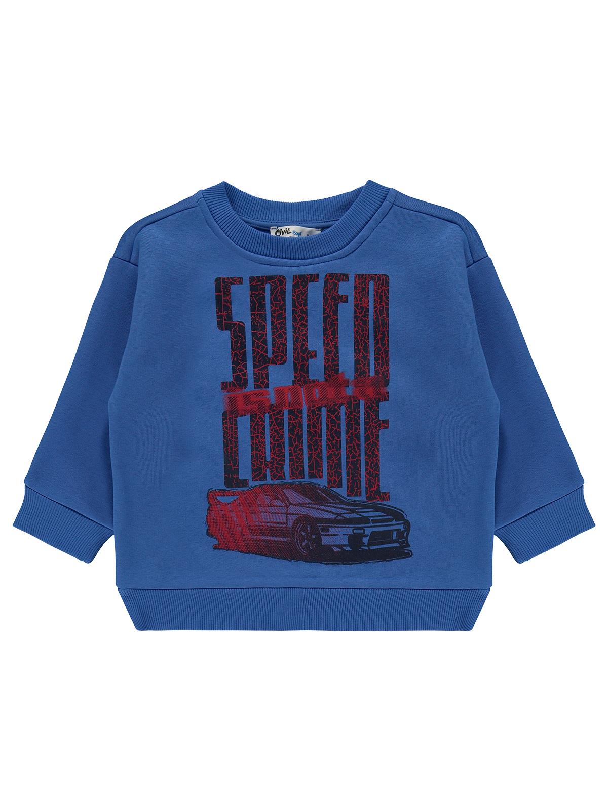 Civil Boys Speed Crıme Baskılı 2-5 Yaş Sweatshirt - Mavi