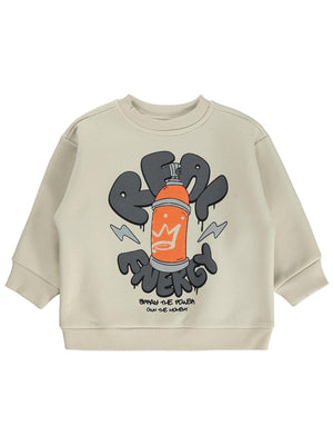 Civil Boys Real Energy Baskılı 2-5 Yaş Sweatshirt  - Bej