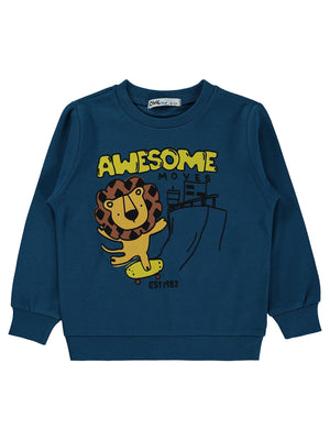 Civil Boys Awesome Aslan Baskılı 2-5 Yaş Sweatshirt Km - Yeşil