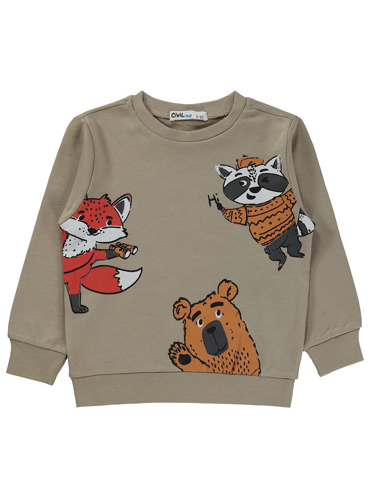 Civil Boys Tili Rakun Ayı Baskılı 2-5 Yaş Sweatshirt  - Hardal