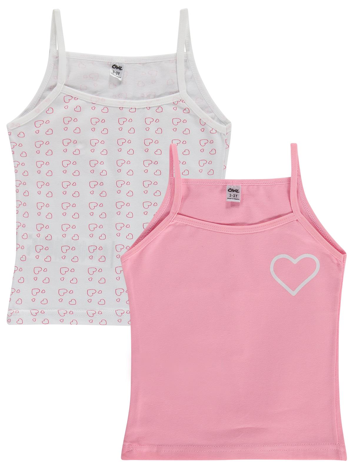 Civil Girls Cute Kalp 2-12 Yaş Kız Çocuk 2'li Atlet - Standart