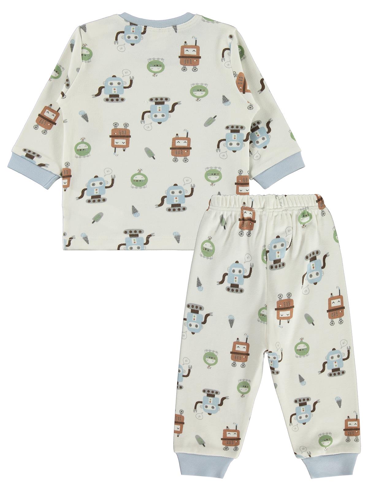 Civil Baby Robot Baskılı 6-18 Ay Pijama Takımı - Ekru
