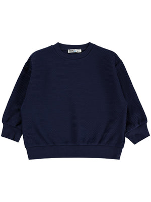 Civil Boys Erkek Çocuk Petek Kumaşlı Sweatshirt | Jakarlı Süprem Uzun Kol | Okul Kreş ve Günlük Kullanım - Lacivert