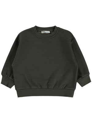 Civil Boys Erkek Çocuk Petek Kumaşlı Sweatshirt | Jakarlı Süprem Uzun Kol | Okul Kreş ve Günlük Kullanım - Haki