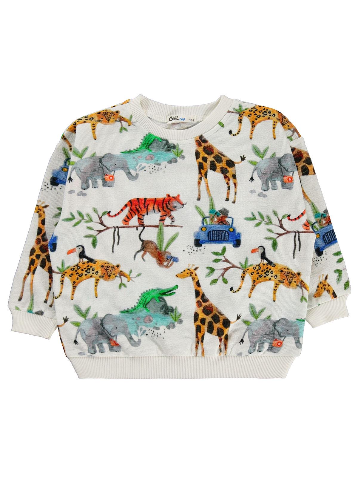 Civil Boys Aksesuarlı 2-5 Yaş Sweatshirt - Ekru
