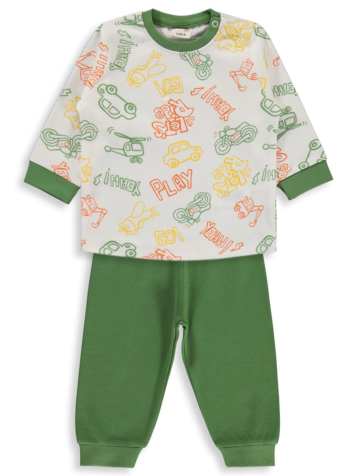 Civil Baby Araba Baskılı 6-18 Ay Pijama Takımı - Yeşil