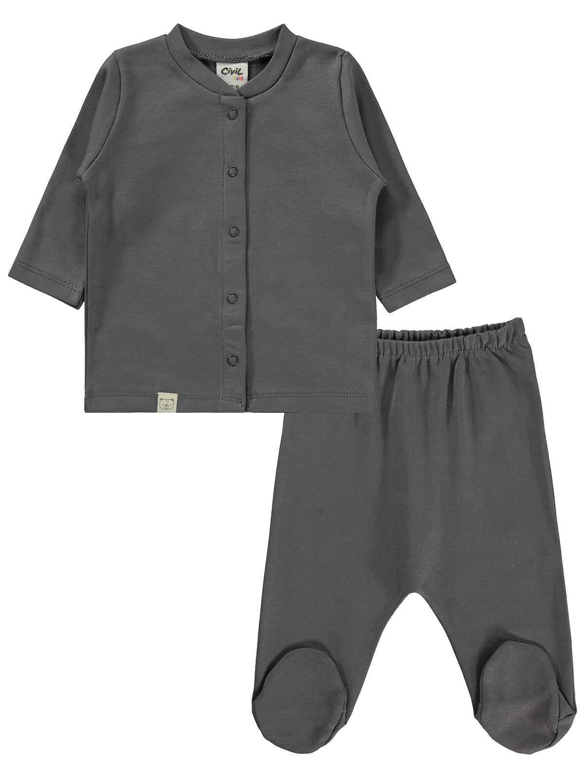Civil Baby Düz 1-6 Ay Pijama Takımı - Gri
