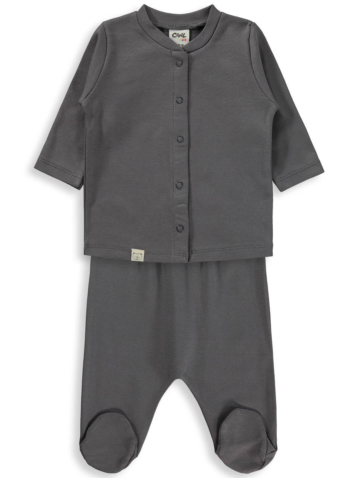 Civil Baby Düz 1-6 Ay Pijama Takımı - Gri