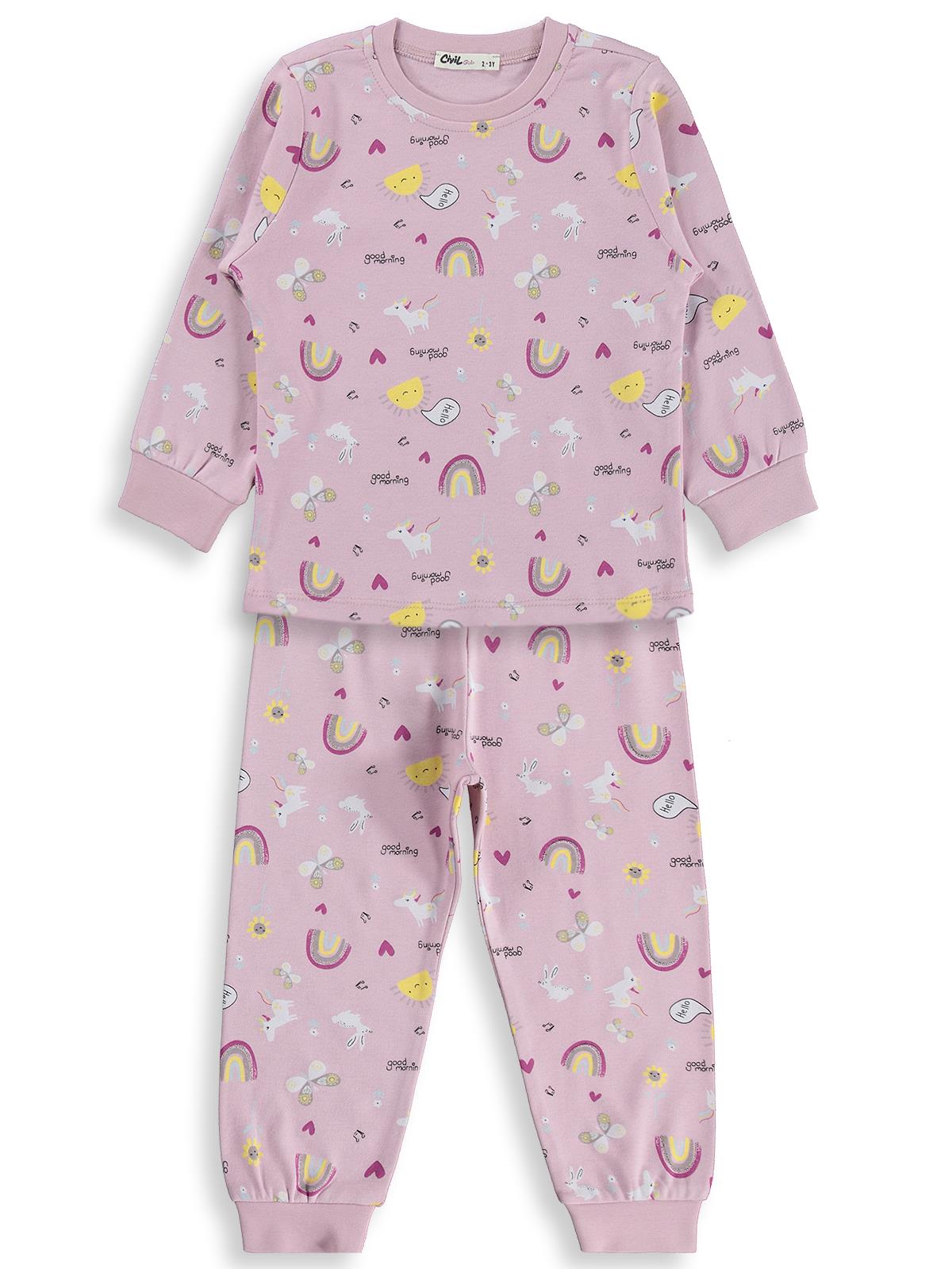 Civil Girls Unicorn Baskılı 2-5 Yaş Pijama Takımı - Lila