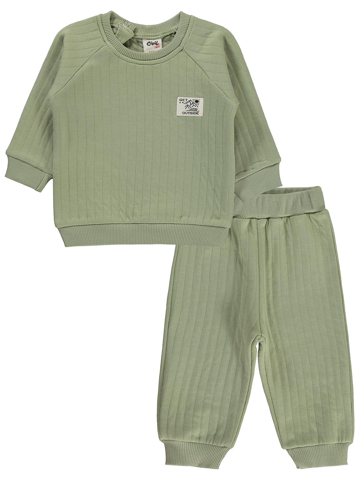 Civil Baby Araba Etiketli 6-18 Ay Takım - Haki
