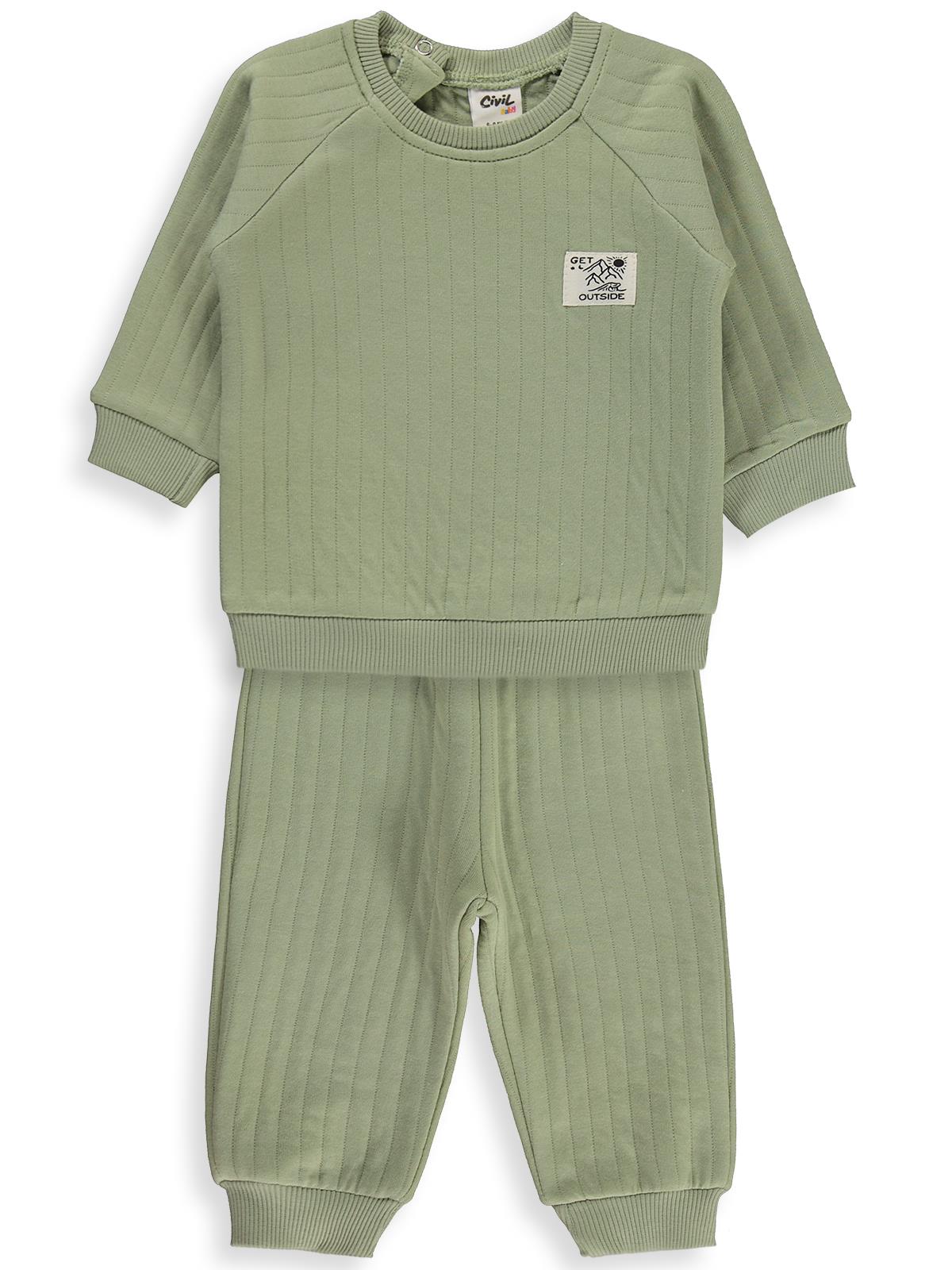 Civil Baby Araba Etiketli 6-18 Ay Takım - Haki