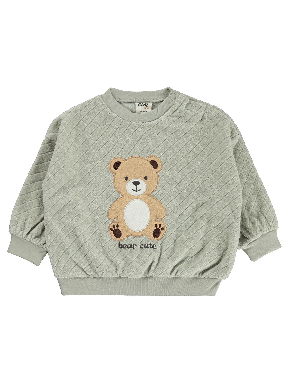Civil Baby Ayıcık Nakışlı 3-18 Ay Sweatshirt - Haki
