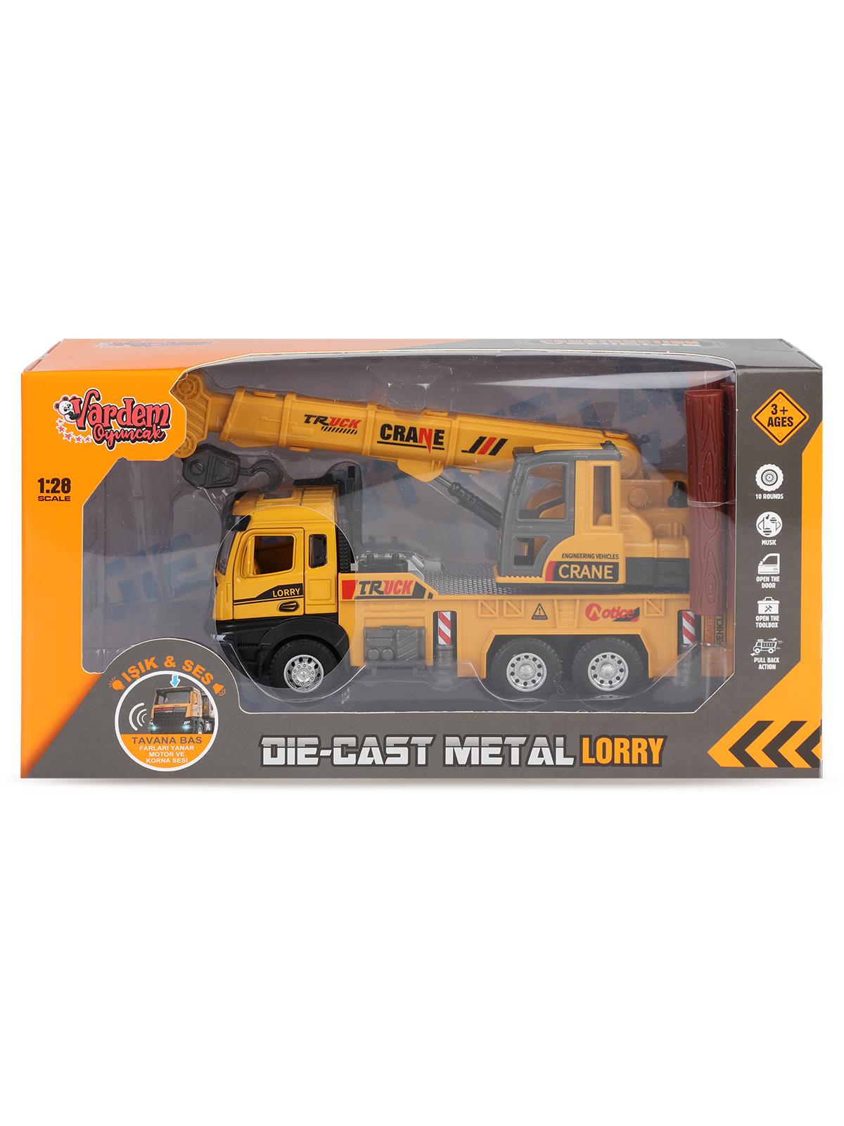 Vardem Cek Bırak 1:28 Seslı Ve Işıklı İş Makinası - Sarı