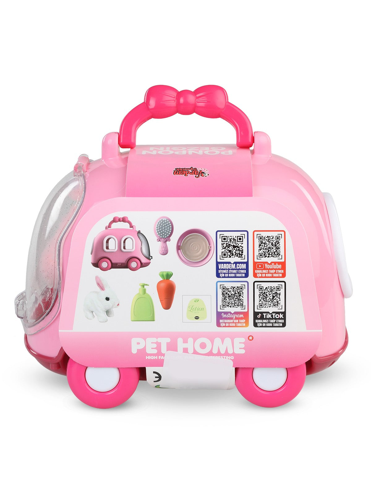 Vardem Sesli hareketli tavşan ve kafes set - Pembe