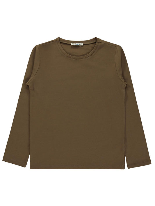 Civil Boys Erkek Çocuk Basic Sweatshirt | Likralı Süprem Uzun Kol | Okul Kreş ve Günlük Kullanım - Kahverengi