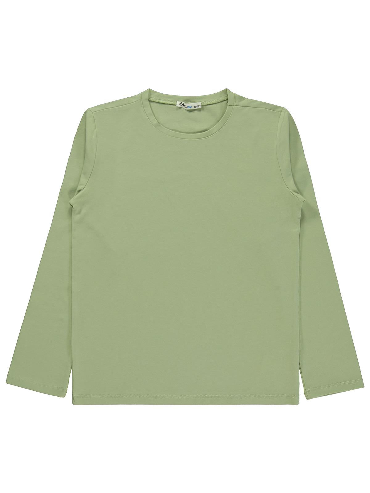 Civil Boys Erkek Çocuk Basic Sweatshirt | Likralı Süprem Uzun Kol | Okul Kreş ve Günlük Kullanım - Yeşil