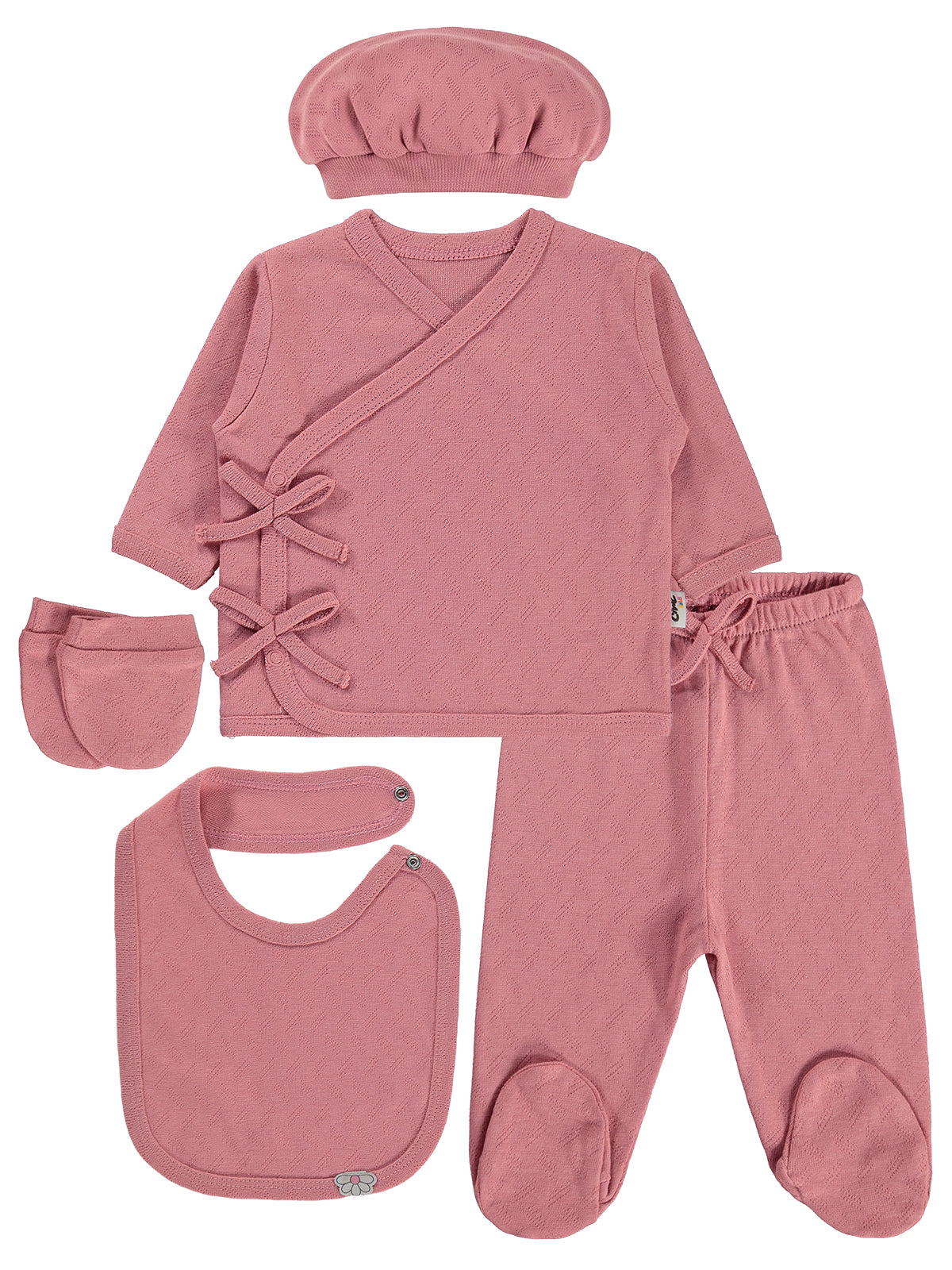 Civil Baby Jakarlı Ribana  Zıbın Takımları - Pembe