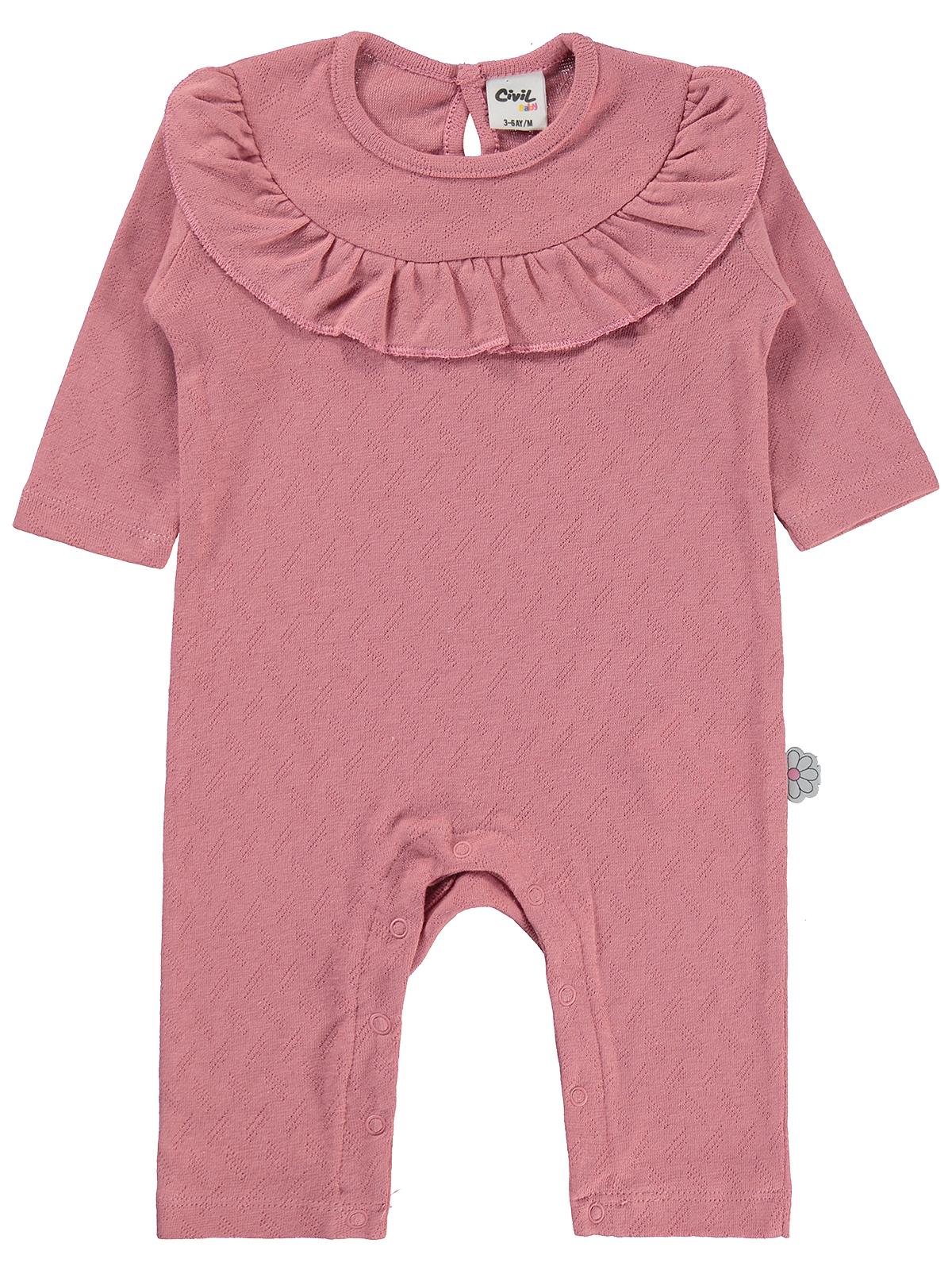 Civil Baby Jakarlı Ribana 3-18 Ay Tulum - Pembe