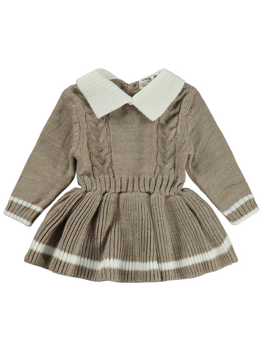 Civil Baby Beyaz Garnili 6-18 Ay Elbise - Bej