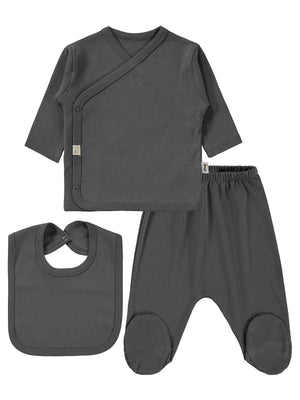 Civil Baby 3'Lü Basic 0-1 Ay Zıbın Takımları - Gri