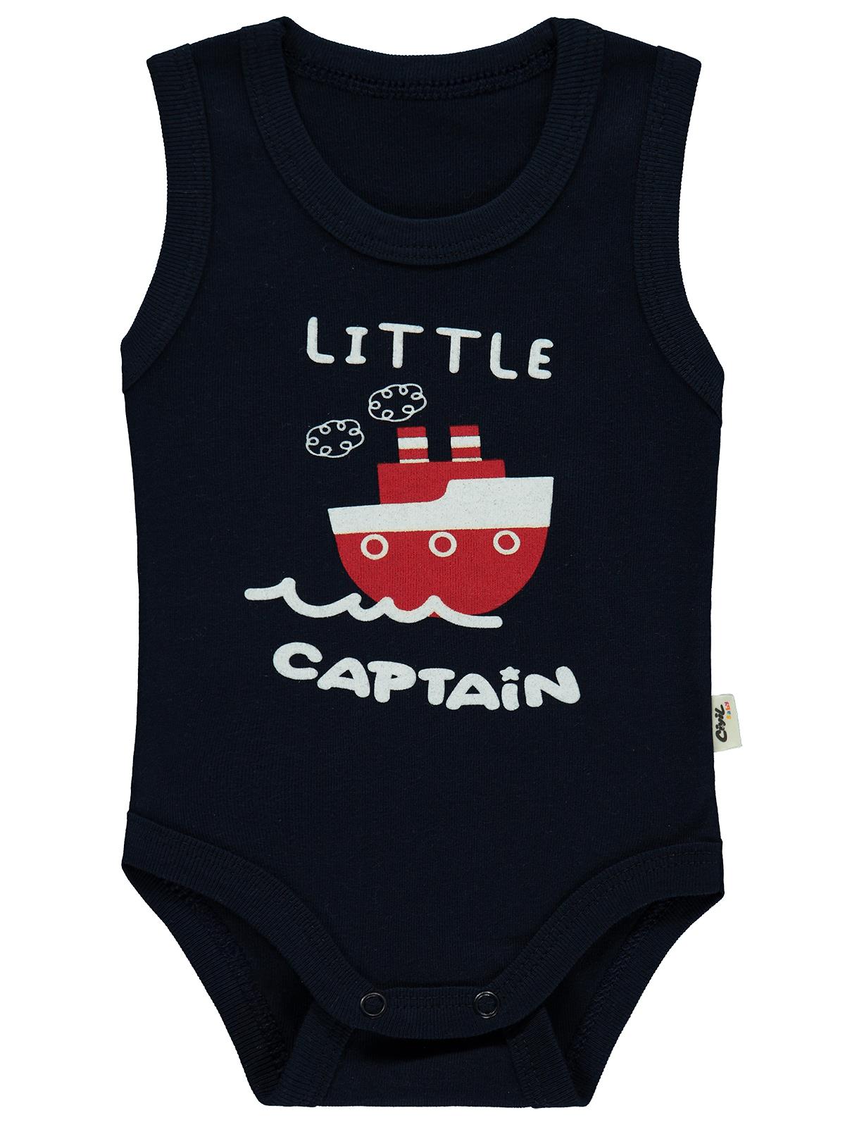 Civil Baby Little Captain Baskılı 1-36 Ay Çıtçıtlı Badi - Lacivert
