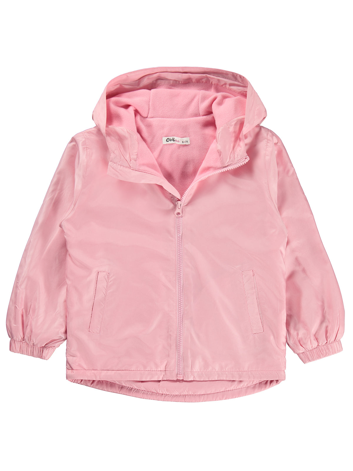 Civil Girls Polarlı Düz 10-13 Yaş Yağmurluk - Pudra