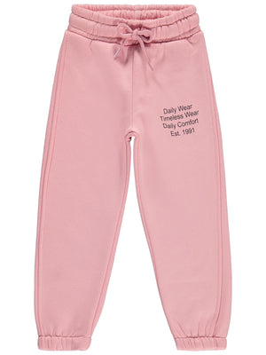 Civil Girls Kız Çocuk Daily Wear Baskılı Eşofman Altı | 3 İp Baskılı | Okul Kreş ve Günlük Kullanım - Pudra