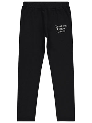 Civil Girls Trust Me Baskılı 10-13 Yaş Tayt - Siyah