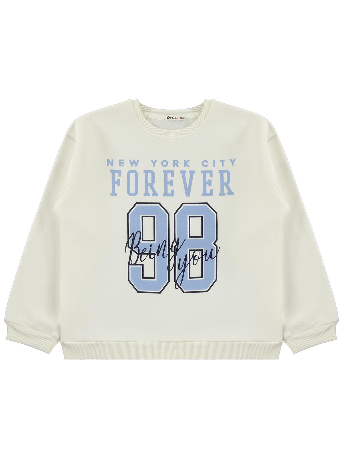 Civil Girls 98 Baskılı 10-13 Yaş Sweatshirt - Ekru