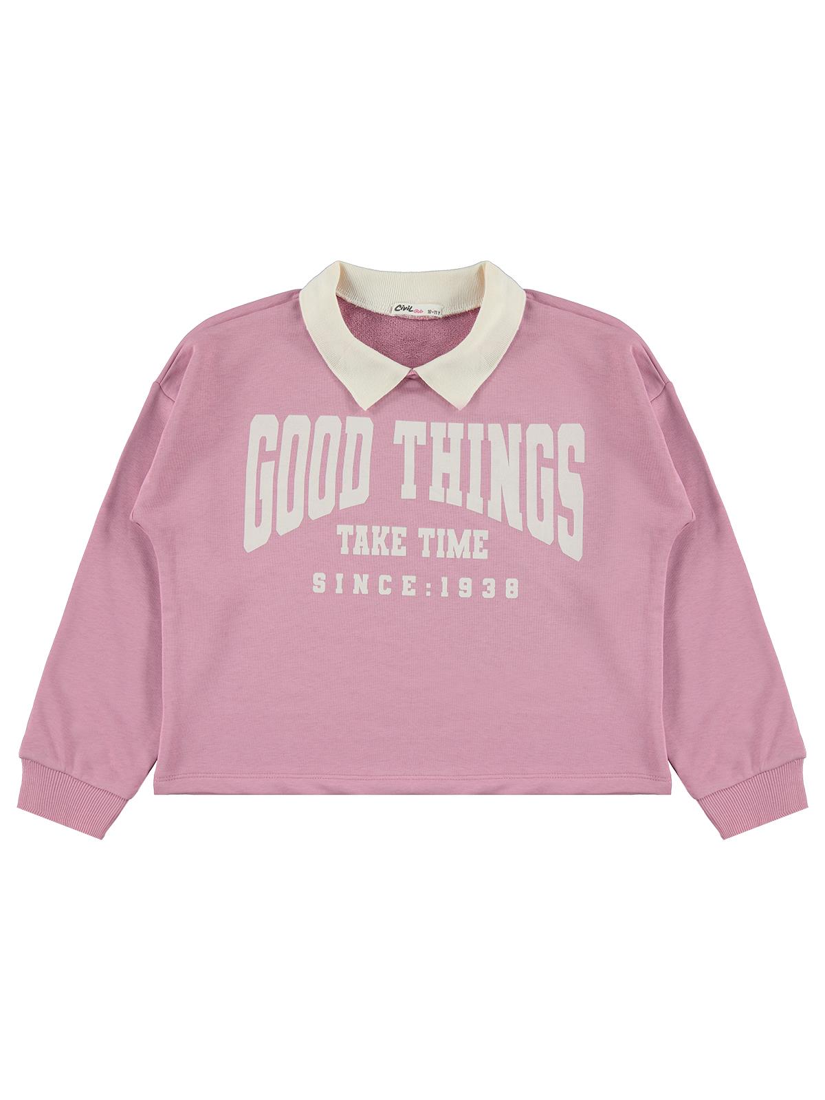 Civil Girls Polo Yaka 10-13 Yaş Sweatshirt - Pembe
