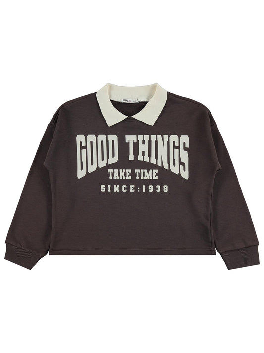 Civil Girls Polo Yaka 10-13 Yaş Sweatshirt - Kahverengi