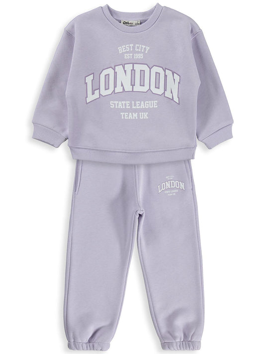 Civil Girls London Baskılı 2-5 Yaş Eşofman Takımı - Lila
