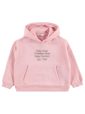 Civil Girls Daily Wear Baskılı 6-9 Yaş Sweatshirt - Pudra