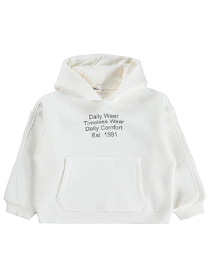 Civil Girls Daily Wear Baskılı 6-9 Yaş Sweatshirt - Ekru
