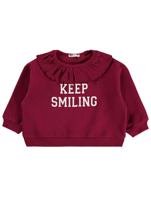Civil Girls Kaşkorse Yakalı 2-5 Yaş Sweatshirt - Bordo