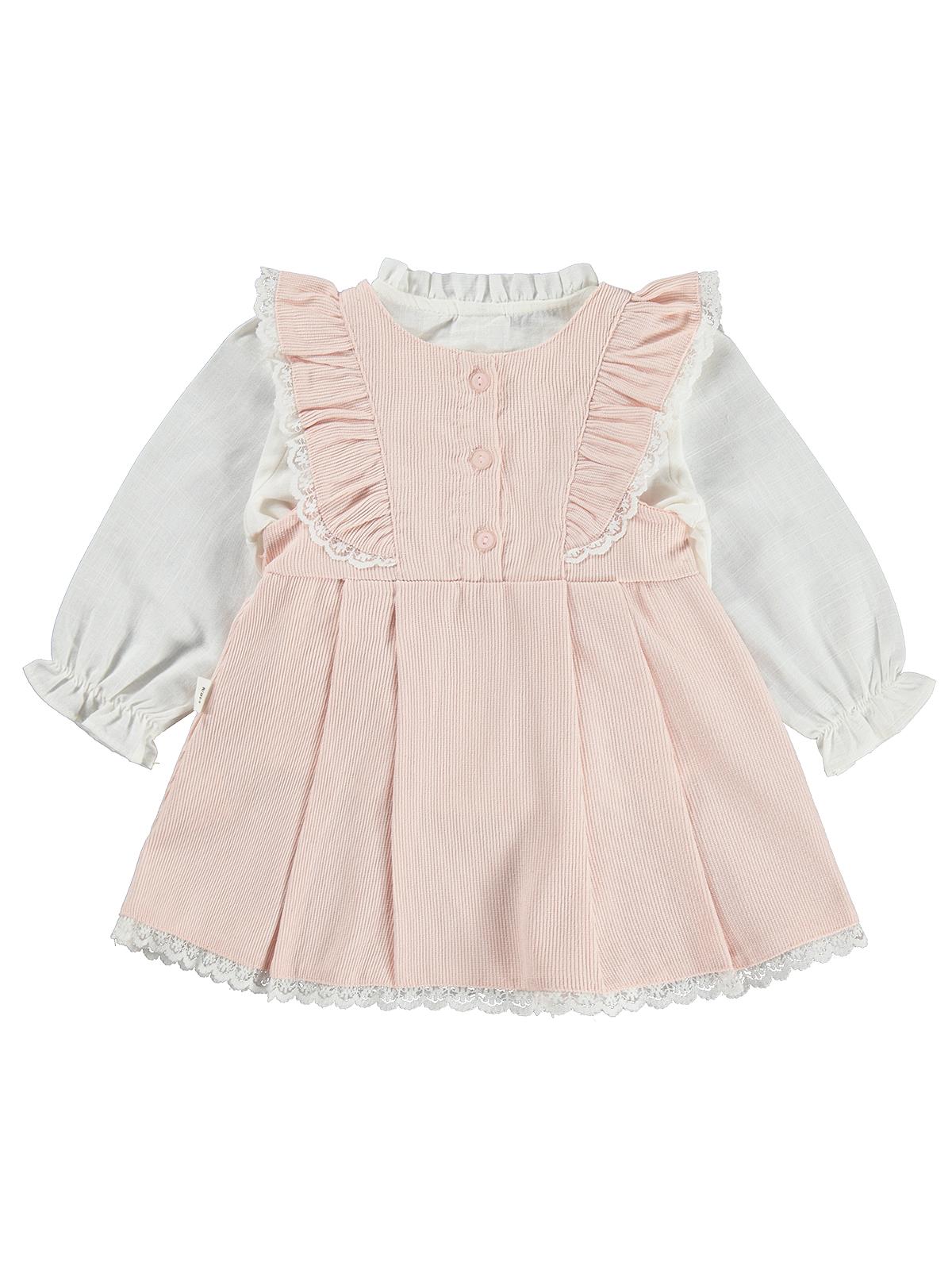 Civil Baby Şönil Fırfırlı Jile 6-18 Ay Elbise - Pudra