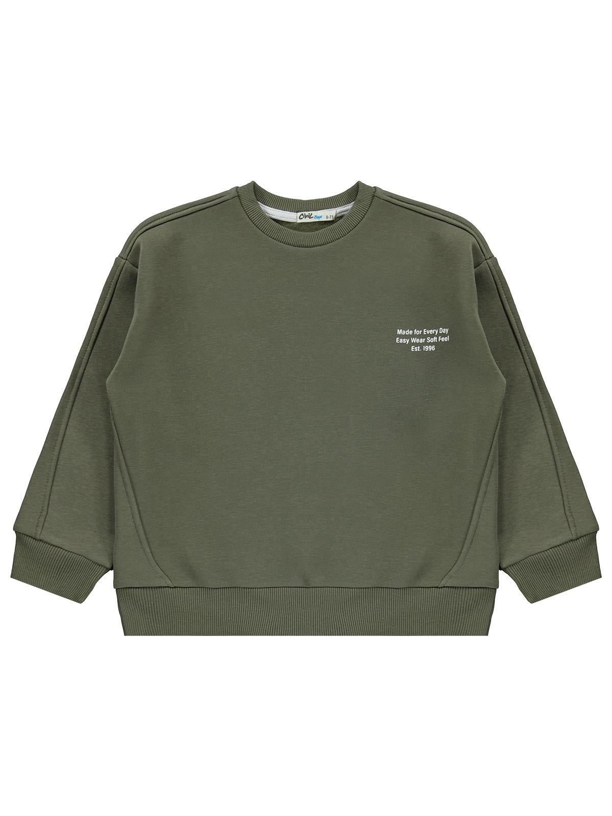 Civil Boys Made For Baskılı 6-9 Yaş Sweatshirt - Haki
