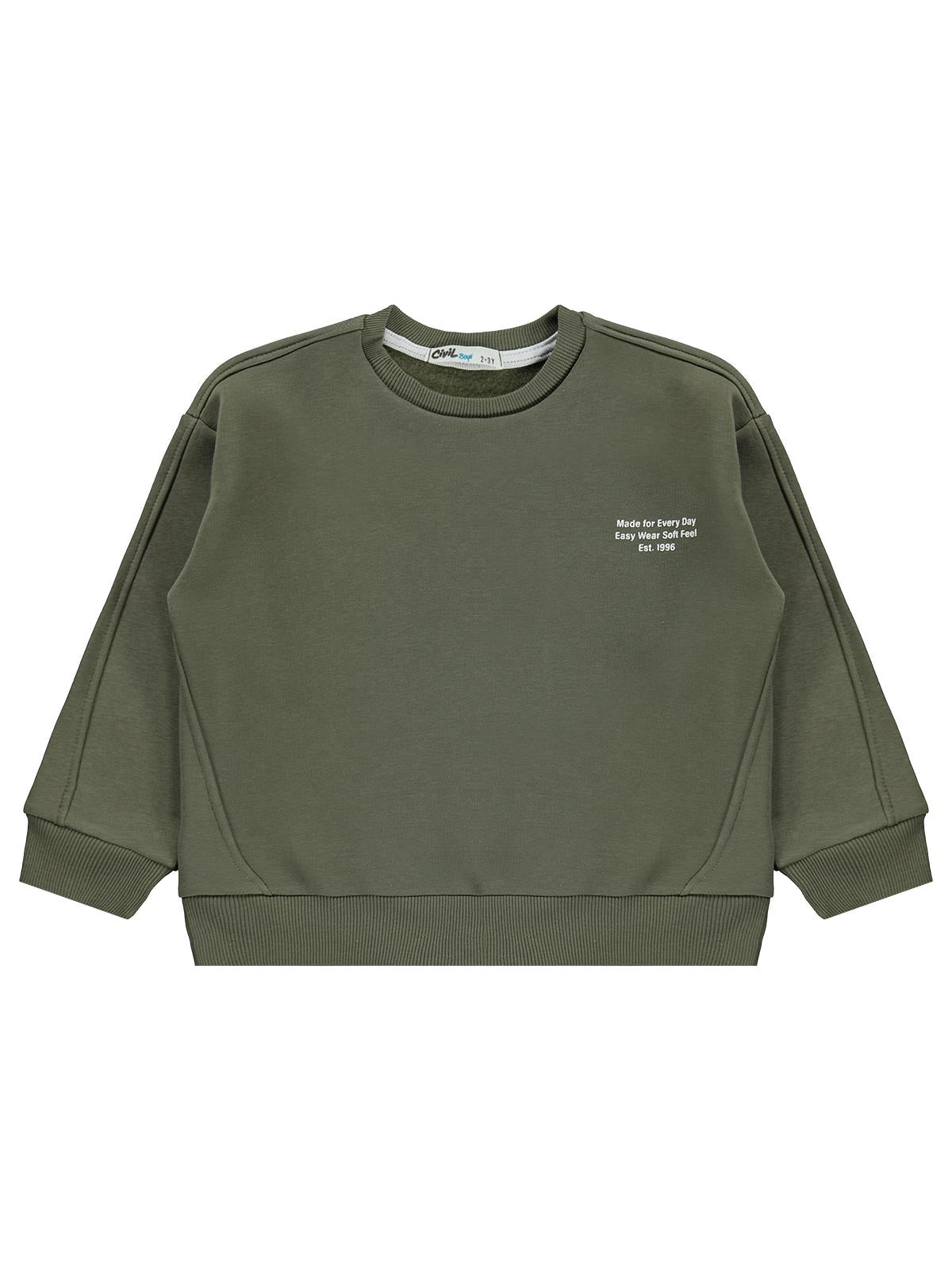 Civil Boys Made For Baskılı 2-5 Yaş Sweatshirt - Haki