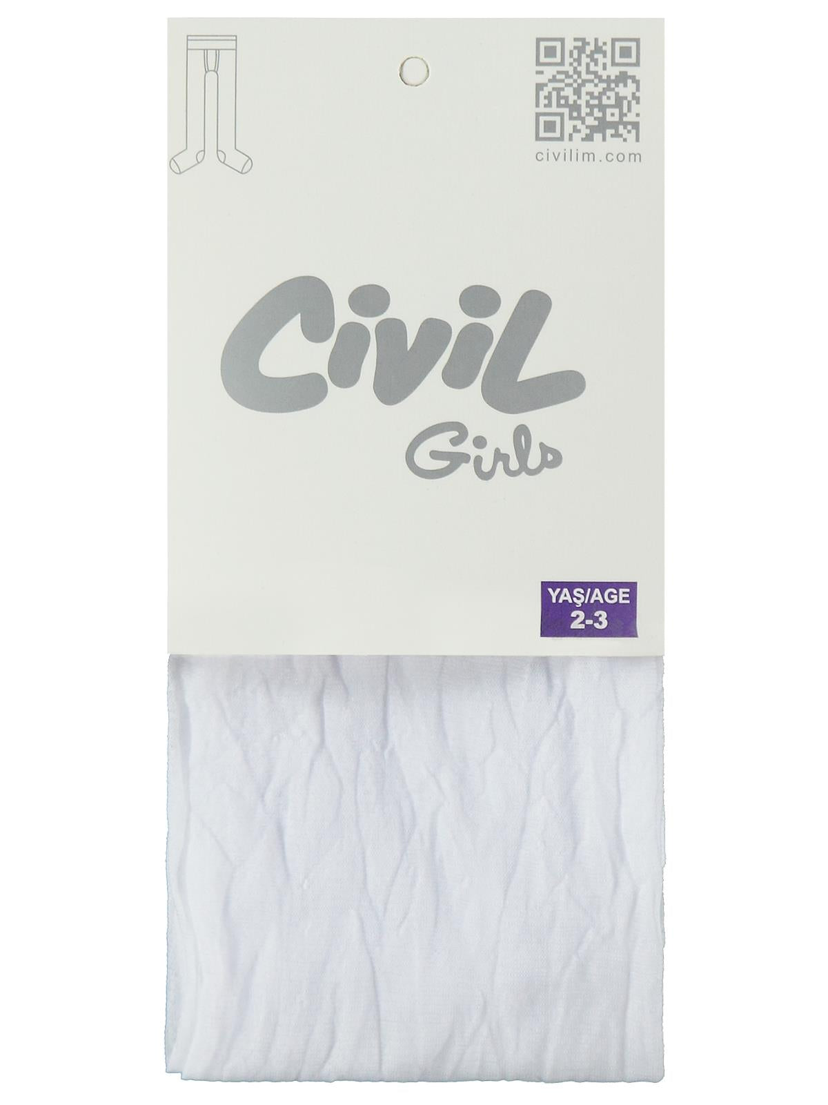 Civil Girls Fit30 2-12 Yaş Külotlu Çorap - Beyaz