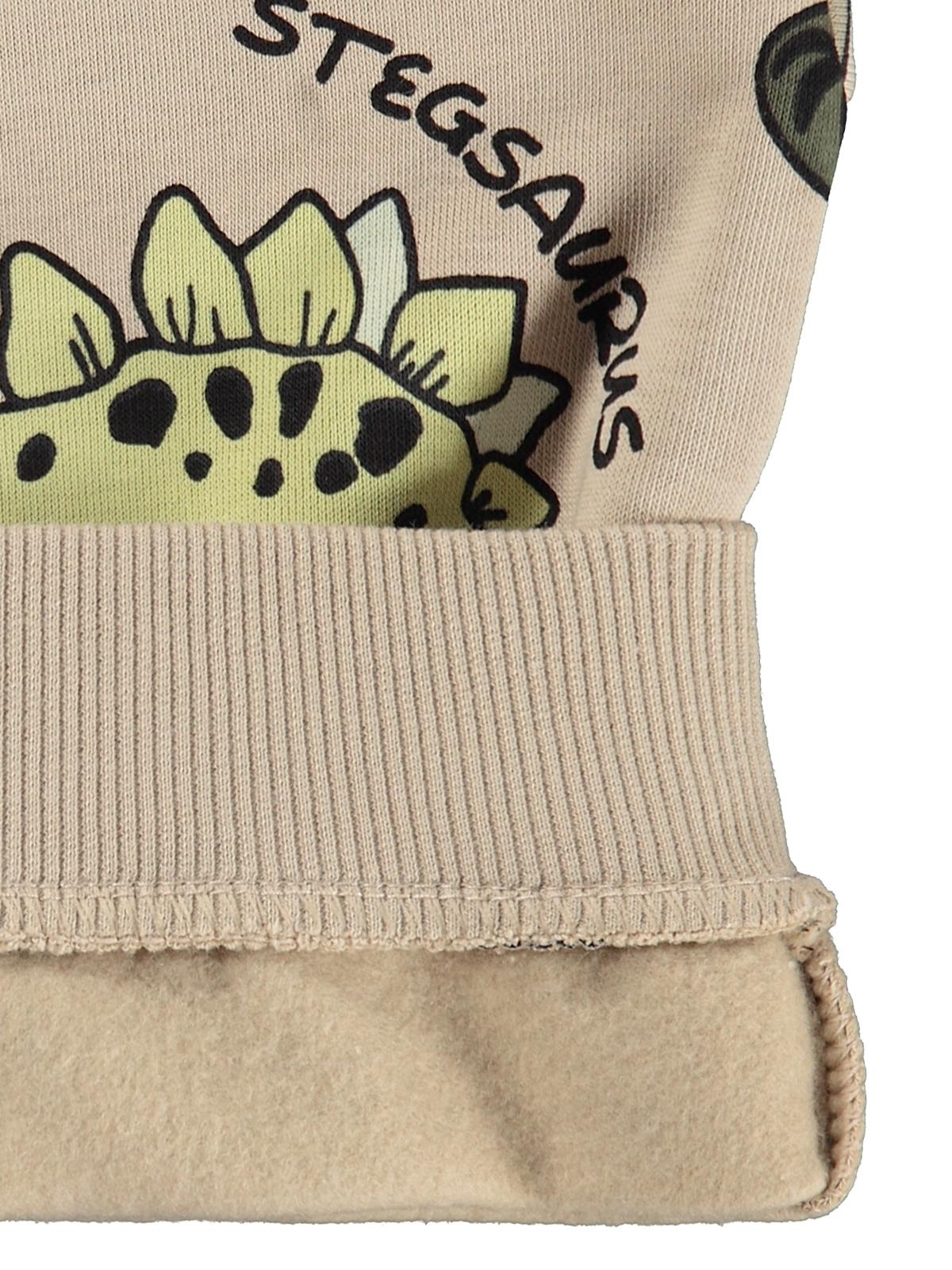 Civil Erkek Çocuk Dınosaur Empirme Sweatshirt | 3 İp Uzun Kol | Okul Kreş ve Günlük Kullanım - Bej