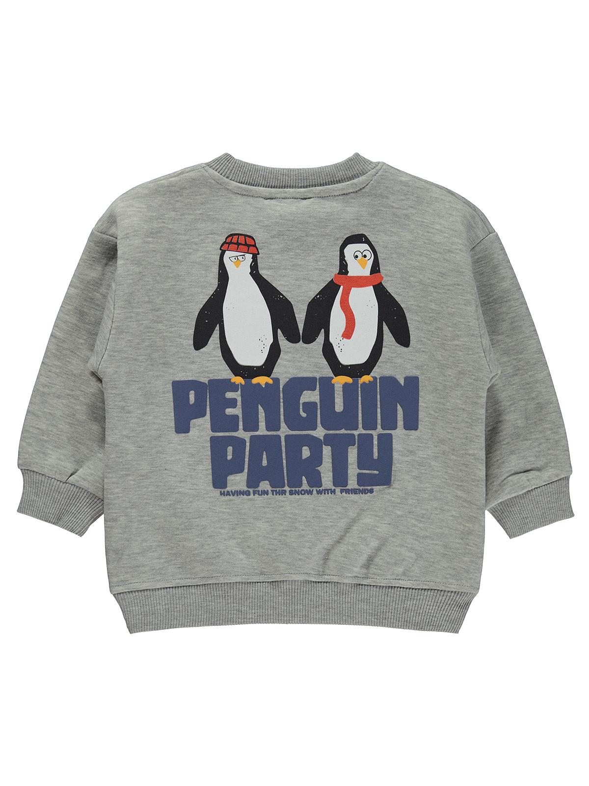 Civil Boys Penguın Party Baskılı 2-5 Yaş Sweatshirt - Gri