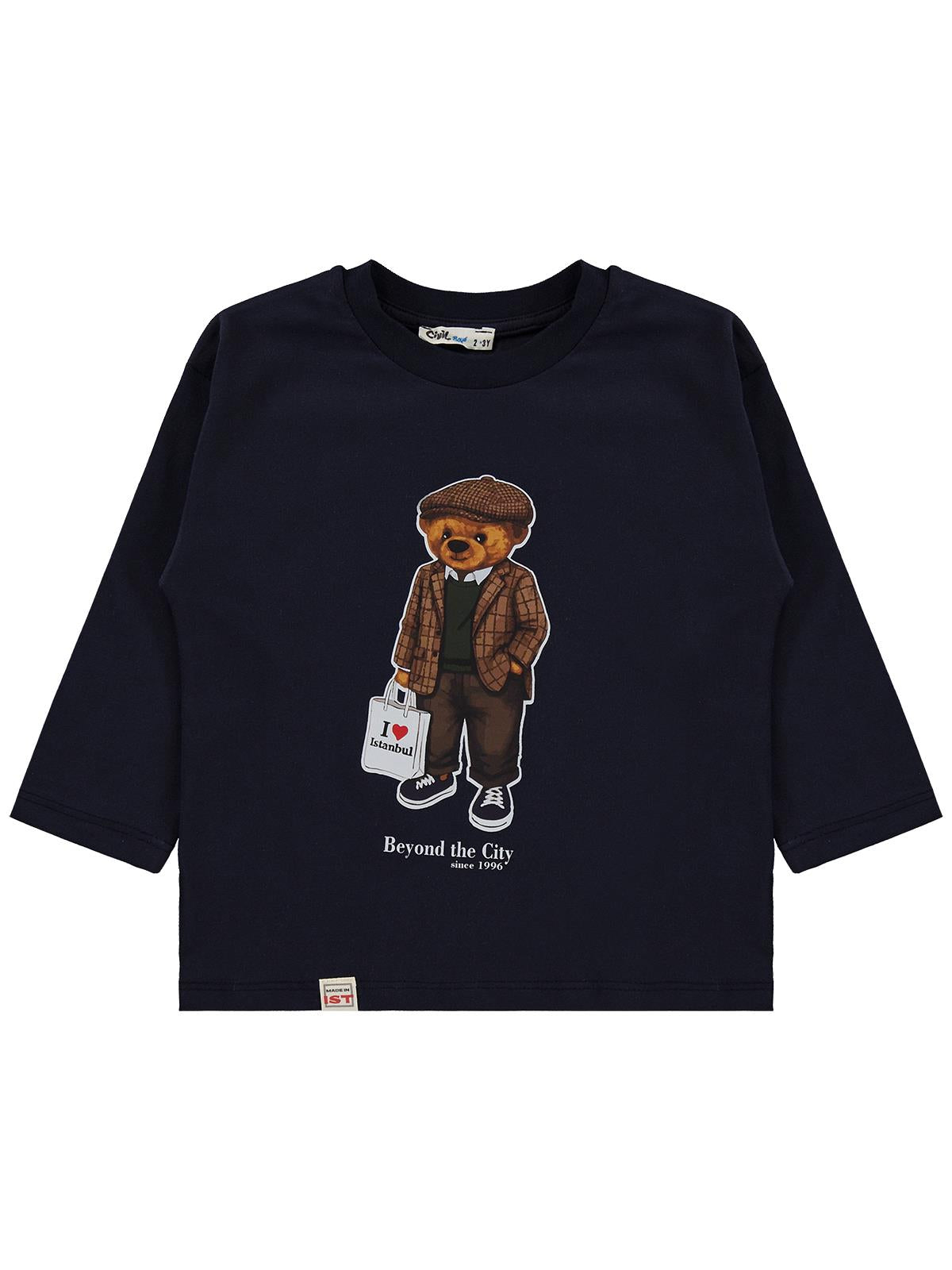Civil Boys Ayı İstanbul Baskılı 2-5 Yaş Sweatshirt - Lacivert