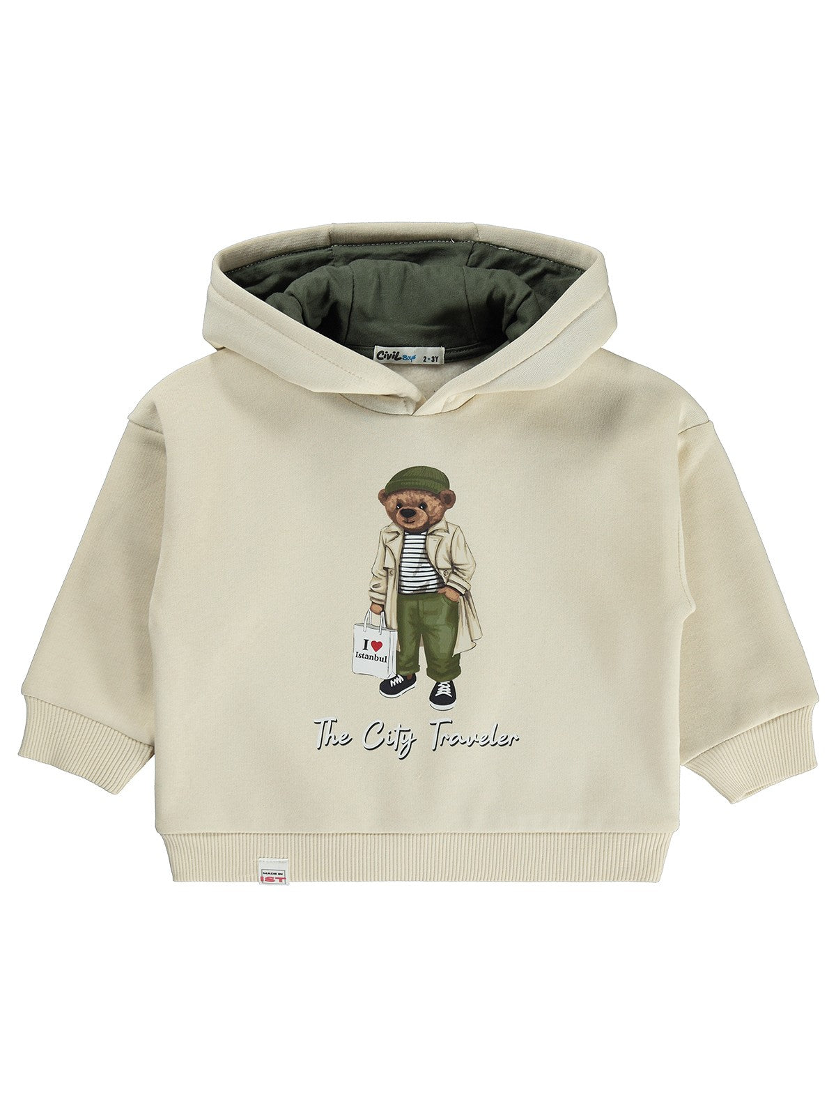Civil Boys Kapşonlu Ayı Baskılı 2-5 Yaş Sweatshirt - Bej