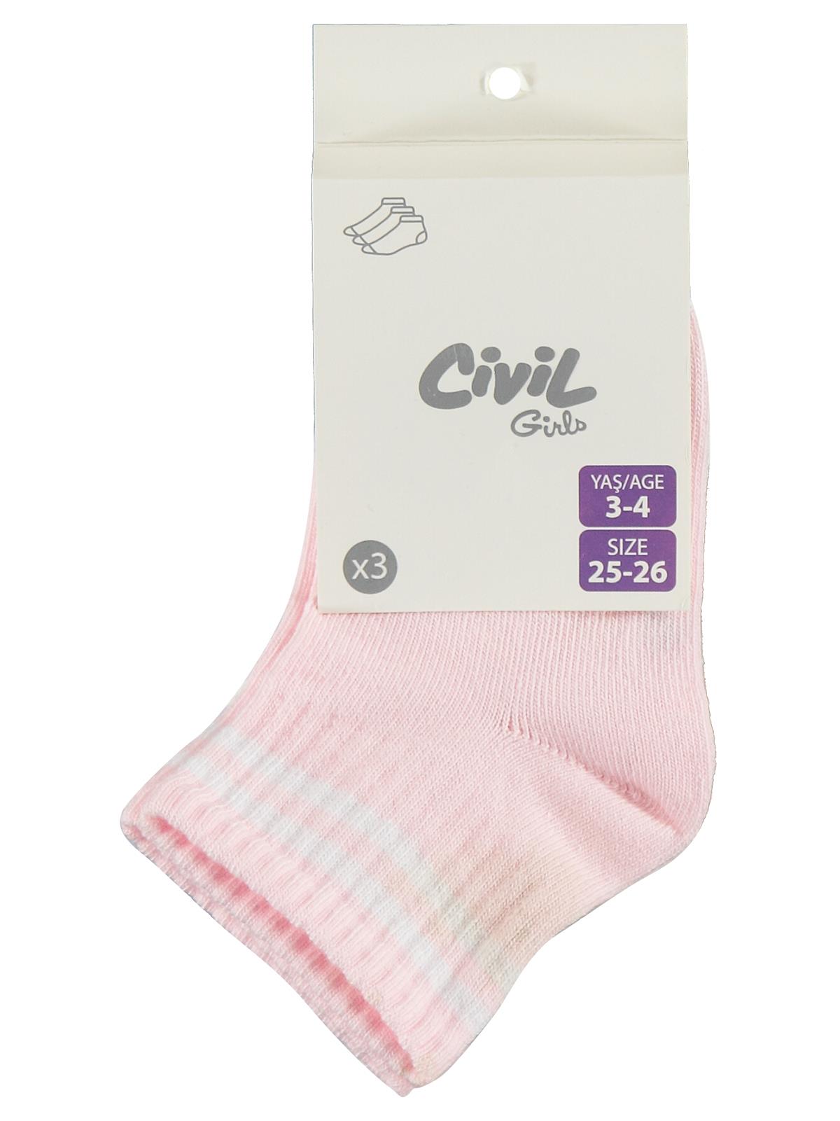 Civil Girls Basic Çizgili 3'lü 3-11 Yaş Kız Çocuk Patik Çorap