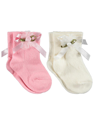 Civil Baby Rose Aksesuarlı Kıvrık 2'li 6- Bebek Kız Çorap Set