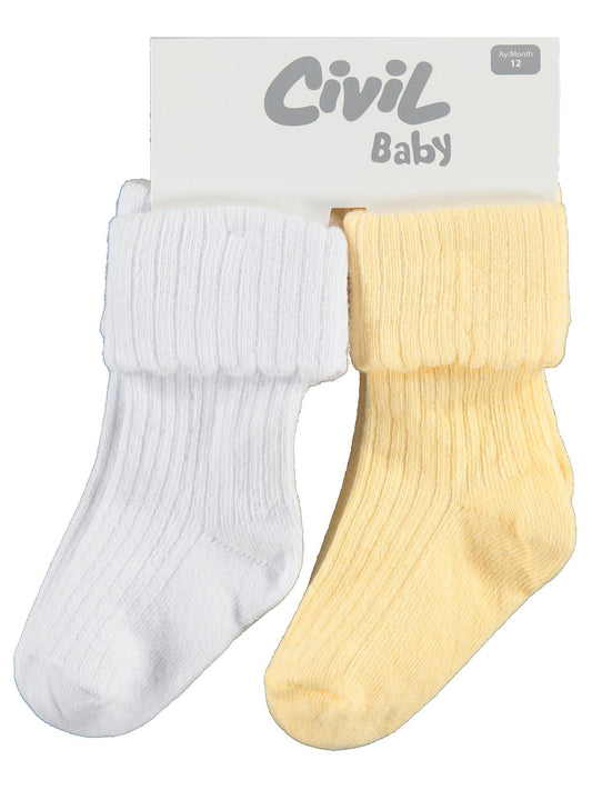 Civil Baby Basic Kıvrık 2'li 6- Bebek Kız Çorap Set