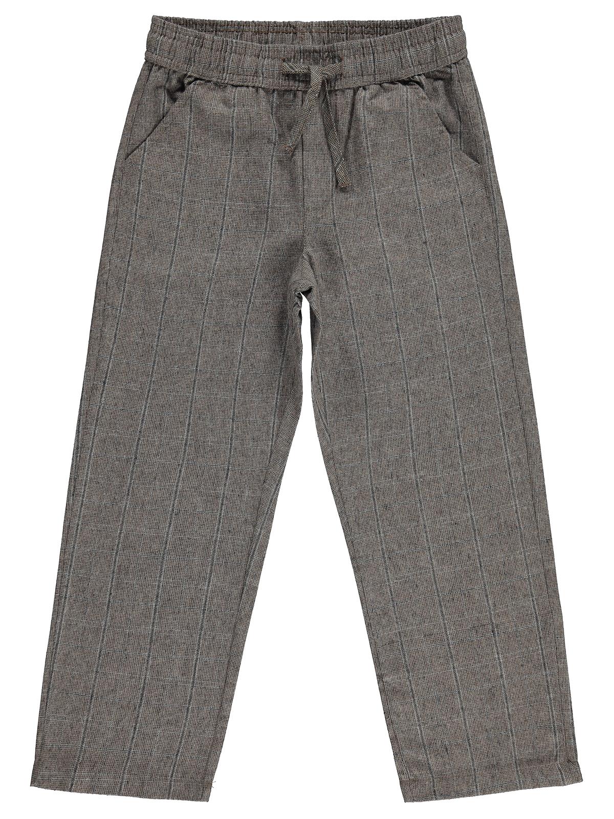 Civil Boys Pitikareli Bağcıklı 10-13 Yaş Pantolon - Kahverengi