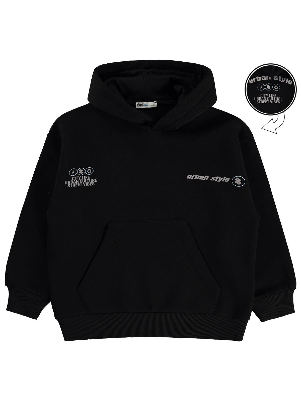 Civil Boys Urban Style Baskılı 10-13 Yaş Sweatshirt - Siyah