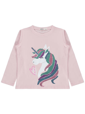 Civil Girls Unicorn Baskılı 6-9 Yaş Sweatshirt - Pembe
