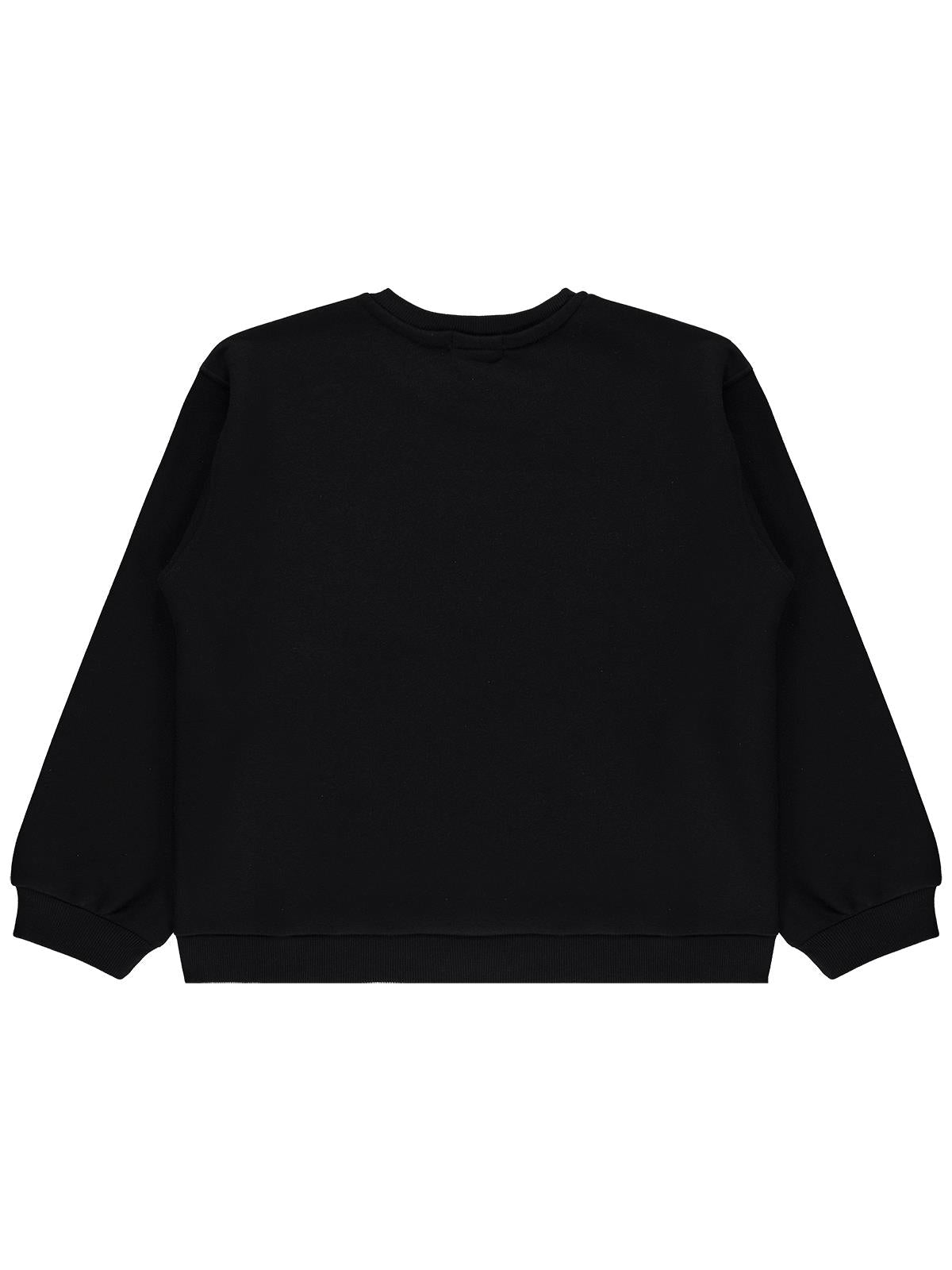 Civil Kız Çocuk Believe Nakışlı Sweatshirt | 3 İp Uzun Kol | Okul Kreş ve Günlük Kullanım - Siyah